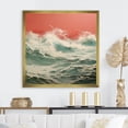 thumbnail image 1 of Designart "Pop Art Waves in Green and Pink" Fashion Framed Wall Art Decor - Glam Green Pop Art Entryway Framed Wall Art, 1 of 6