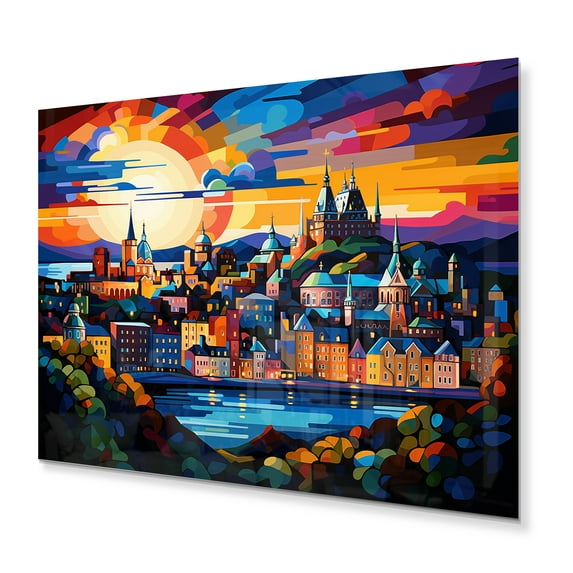 Designart "Pop Art of Quebec City" City Quebec Metal Art Print