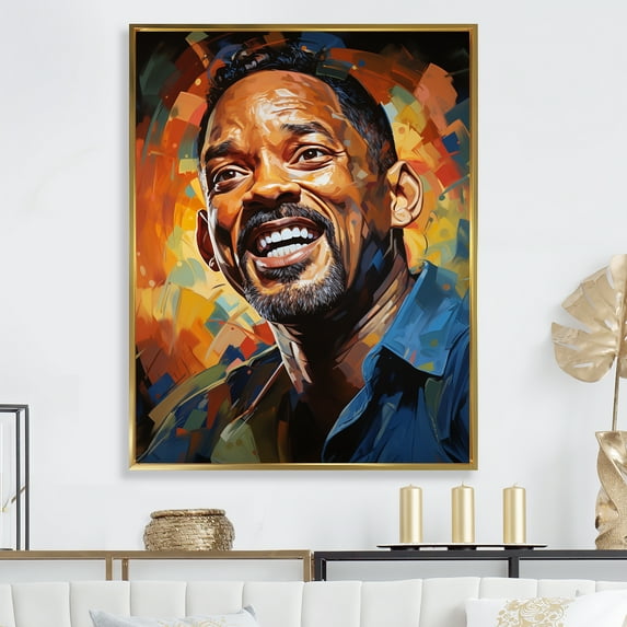 Designart "Popart Portrait Of Sapphire Smith I" Pop Art Floater Framed Wall Art Living Room