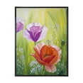 thumbnail image 1 of Designart 'Poppies In The Morning In Wild Green' Traditional Framed Canvas Wall Art Print, 1 of 5