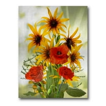 Designart ' Poppies and Sunflowers In The Wild ' Traditional Canvas Wall Art Print