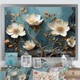 thumbnail image 1 of Designart "Poppies in Blue White and Blue Ambiance" Floral Framed Wall Art Decor - Modern Farmhouse White Abstract Floral Entryway Framed Wall Art, 1 of 6