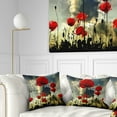 thumbnail image 1 of Designart Poppies on Thunderstorm Background - Floral Throw Pillow - 16x16, 1 of 5