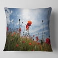 thumbnail image 1 of Designart Poppy Flower Field View From Ground - Floral Throw Pillow - 16x16, 1 of 4