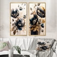 thumbnail image 1 of Designart "Poppy Flowers in Navy Blue and Gold I" Poppy Framed Wall Art Set Of 2 - Blue Floral Framed Canvas Set For Living Room Decor, 1 of 7