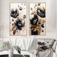 thumbnail image 1 of Designart "Poppy Flowers in Navy Blue and Gold I" Poppy Framed Wall Art Set Of 2 - Blue Floral Framed Canvas Set For Living Room Decor, 1 of 7