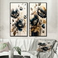 thumbnail image 1 of Designart "Poppy Flowers in Navy Blue and Gold I" Poppy Framed Wall Art Set Of 2 - Blue Floral Framed Canvas Set For Living Room Decor, 1 of 7