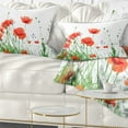 thumbnail image 1 of Designart Poppy Flowers on White Background - Floral Throw Pillow - 12x20, 1 of 5