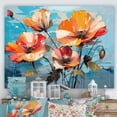thumbnail image 1 of Designart "Poppy Symphony Orange and Blue Bouquet II" Floral Wall Art - Traditional Orange Poppies Entryway Wall Art Print, 1 of 4