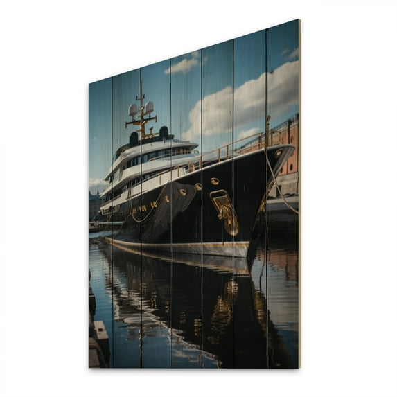 Designart "Port Dockside gracefulness II" Nautical & Beach Print on Natural Pine Wood
