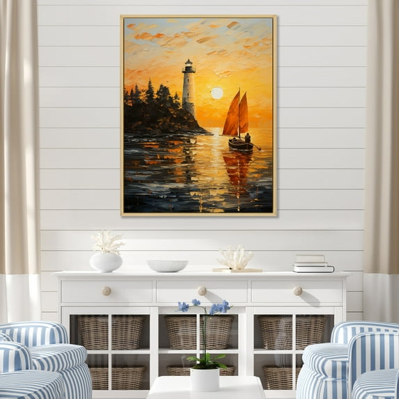 Designart "Port Maritime Solace painting" Nautical & Beach Floater Framed Wall Art Living Room