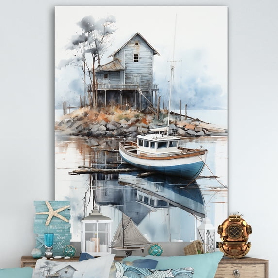 Designart "Port Maritime silence II" Nautical & Beach Canvas Art Print