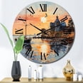 thumbnail image 1 of Designart "Port Port Of silence II" Port Landscape Oversized Wall Clock, 1 of 5