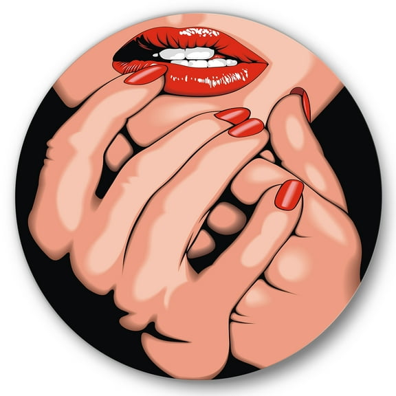 Designart 'Portrai Of A Young Modern Girl' Modern Circle Metal Wall Art 36x36 - Disc of 36