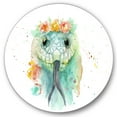 thumbnail image 1 of Designart 'Portrait A Green Snake In Flowers' Farmhouse Circle Metal Wall Art 36x36 - Disc of 36, 1 of 5