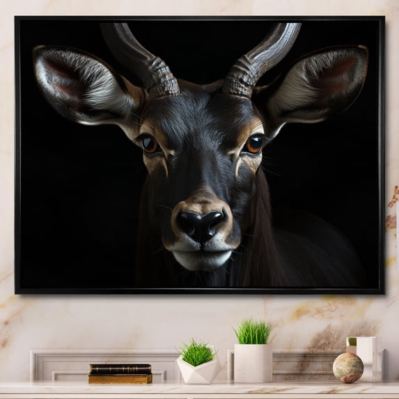 Designart "Portrait Antelope II" Animals Floater Framed Wall Art Print