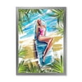 thumbnail image 1 of Designart 'Portrait Beautiful Blond Model At The Beach Sunbathing' Nautical & Coastal Framed Art Print, 1 of 4