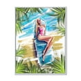 thumbnail image 1 of Designart 'Portrait Beautiful Blond Model At The Beach Sunbathing' Nautical & Coastal Framed Canvas Wall Art Print, 1 of 5