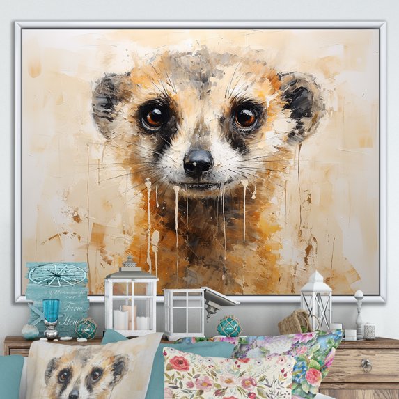 Designart "Portrait Of A Cute Meercat II" Meercat Floater Framed Wall Decor