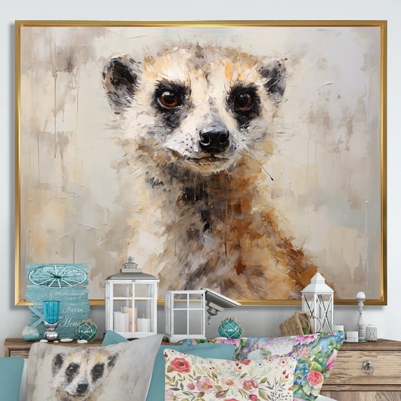 Designart "Portrait Of A Cute Meercat III" Meercat Floater Framed Canvas Art Print