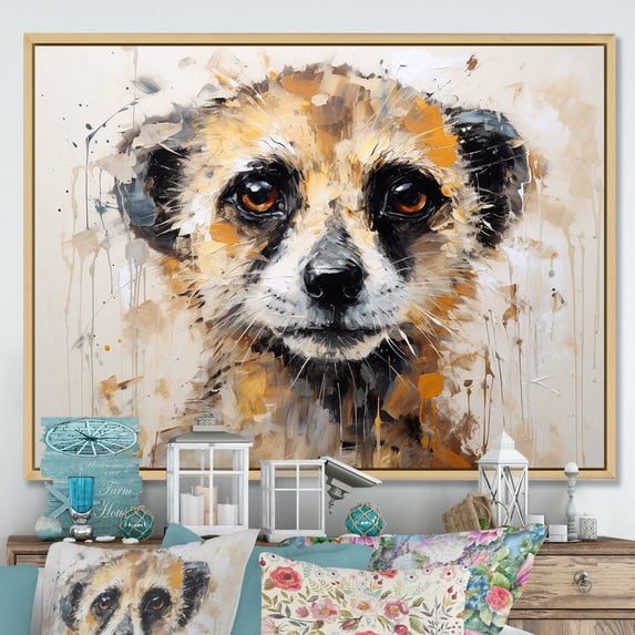 Designart "Portrait Of A Cute Meercat" Meercat Floater Framed Canvas Prints