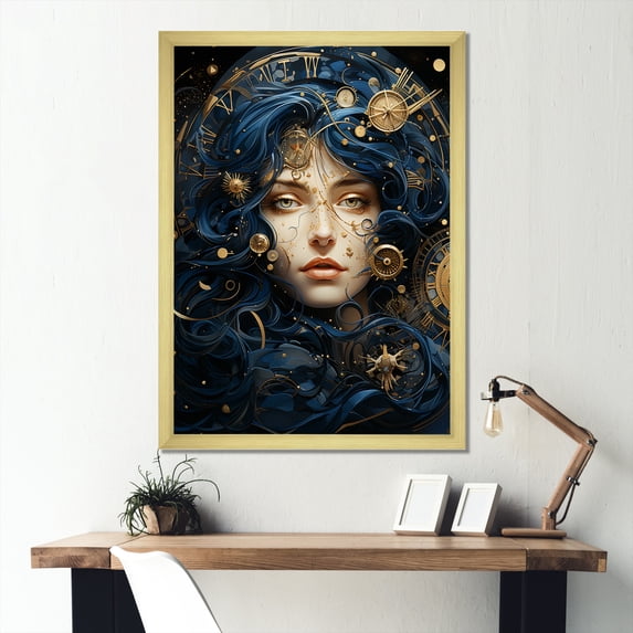 Designart "Portrait Of A Woman'S Zodiac Dreams" Astrology Picture Framed Wall Art Living Room