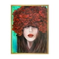 thumbnail image 1 of Designart 'Portrait Of A Young Lady With Red Flowers' Modern Framed Canvas Wall Art Print, 1 of 1