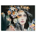 thumbnail image 1 of Designart ' Portrait Of A Young Woman With Flowers I ' Modern Canvas Wall Art Print, 1 of 4