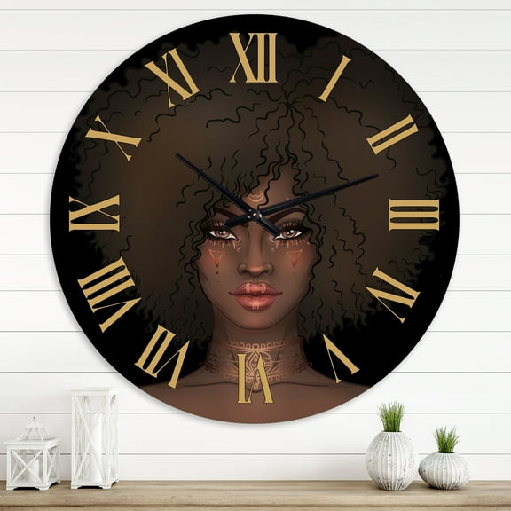 Designart 'Portrait Of African American Woman Iii' Modern Wall Clock