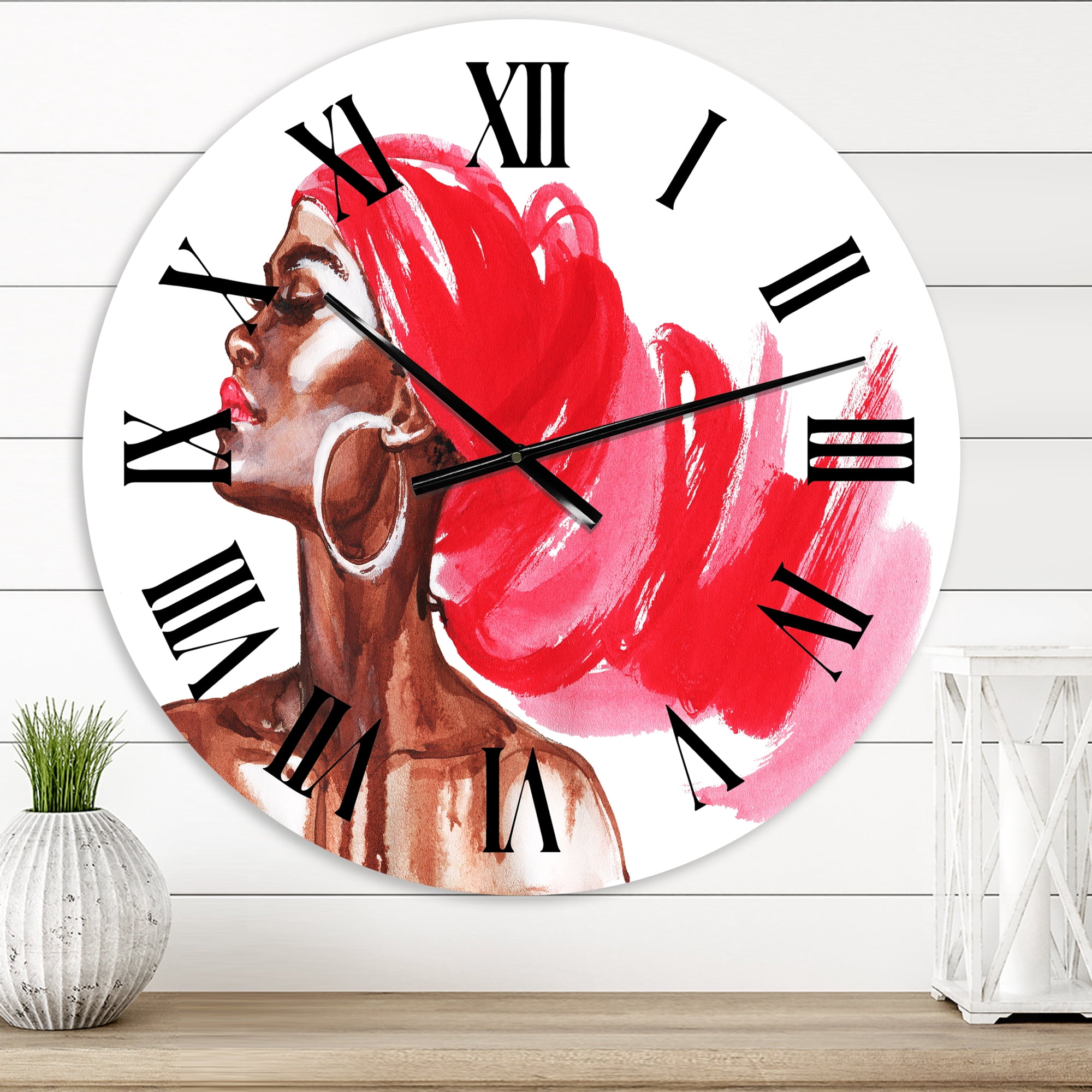 Designart 'Portrait Of African American Woman Ix' Modern Wall Clock