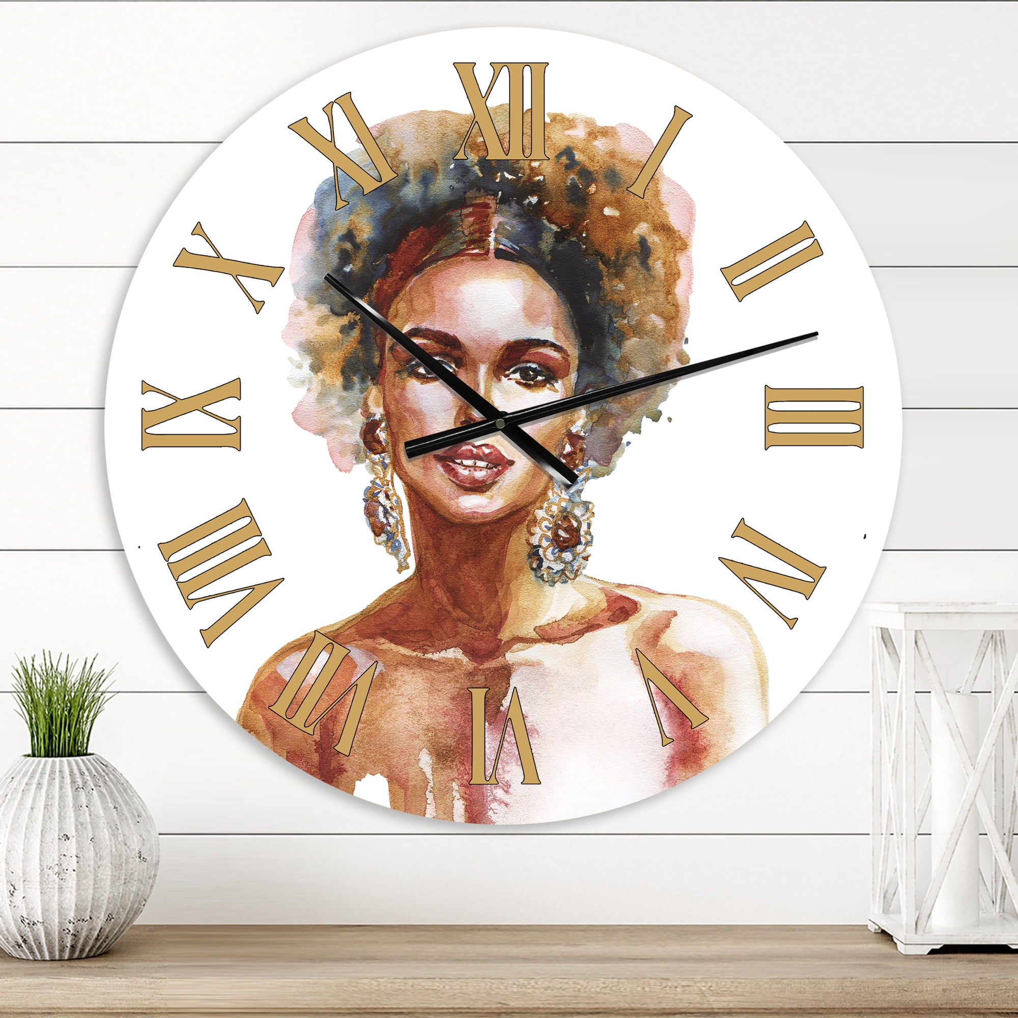Designart 'Portrait Of African American Woman V' Modern Wall Clock