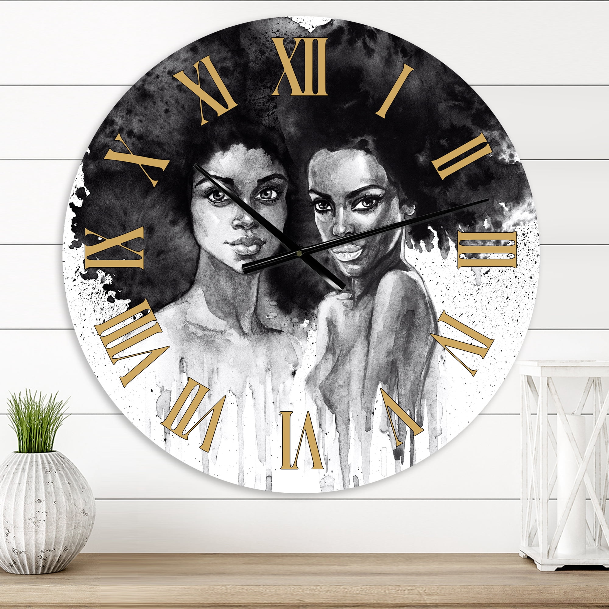 Designart 'Portrait Of African American Woman Xi' Modern Wall Clock