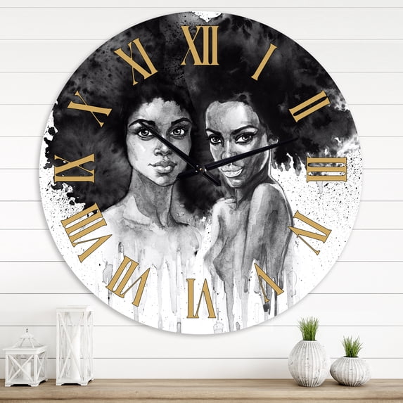 Designart 'Portrait Of African American Woman Xi' Modern Wall Clock