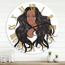 Designart 'Portrait Of African American Woman Xv' Modern Wall Clock