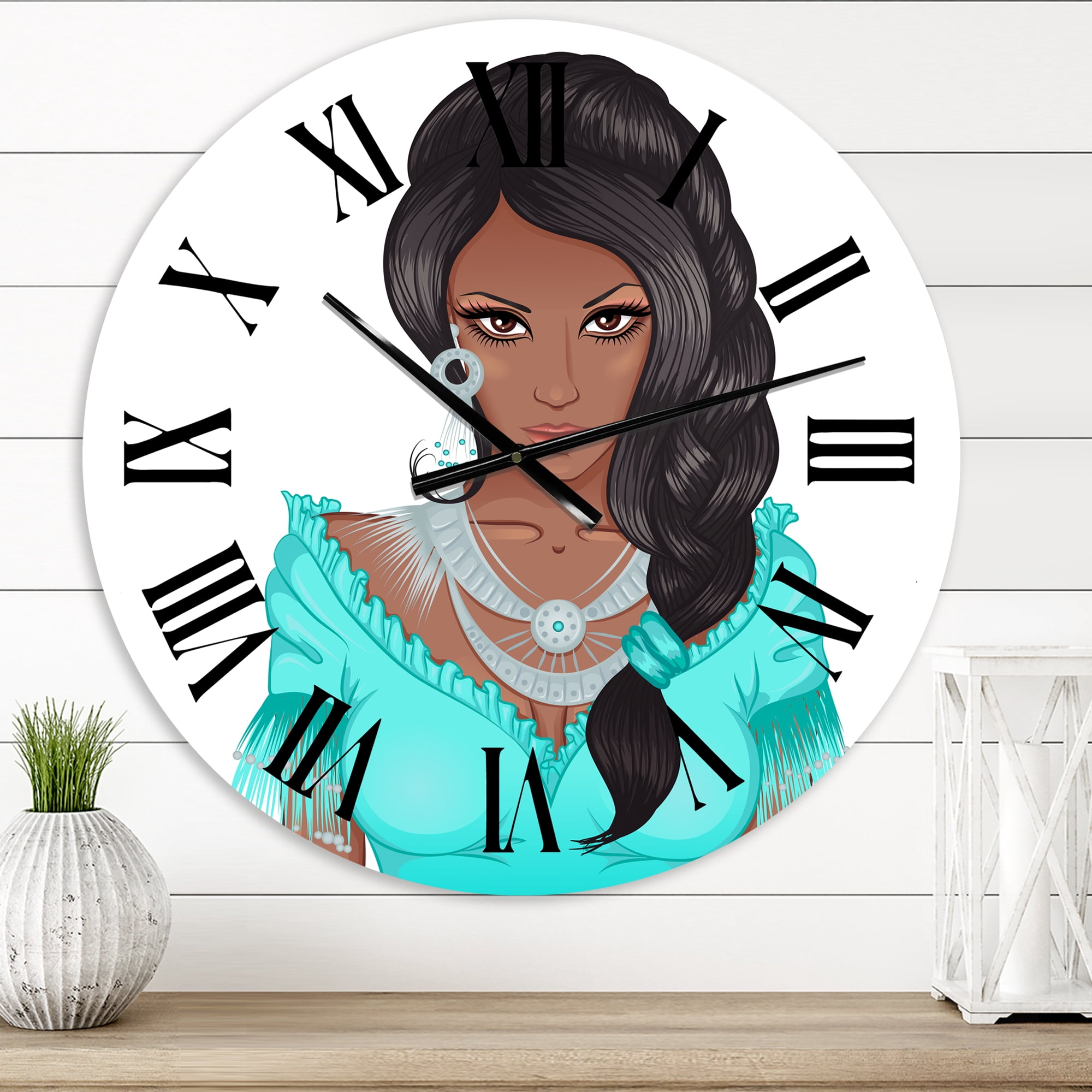 Designart 'Portrait Of African American Woman Xvi' Modern Wall Clock