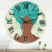 Designart 'Portrait Of Afro American Woman With Blue Hair I' Modern Wall Clock