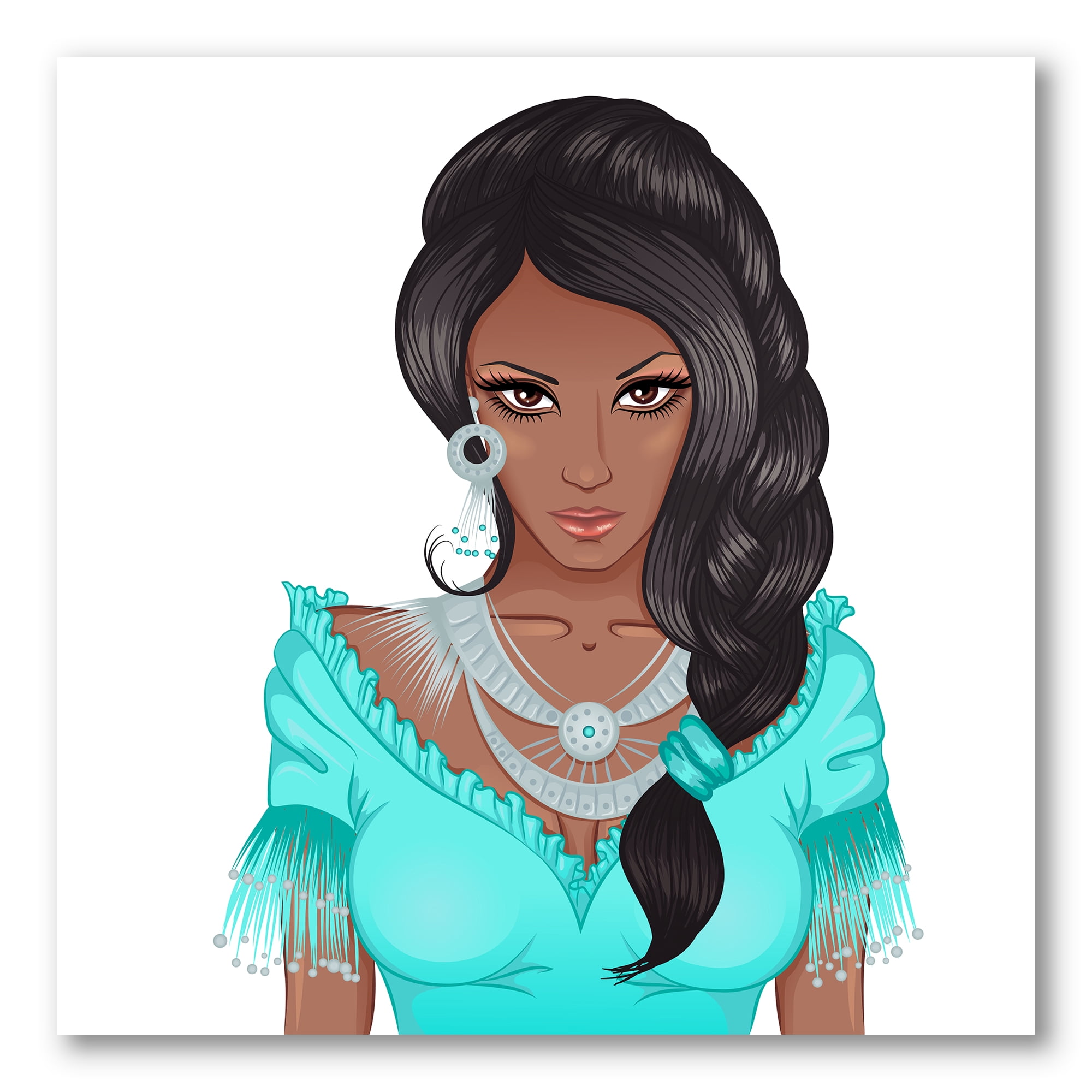 Designart ' Portrait Of Afro American Woman XVI ' Modern Canvas Wall Art Print