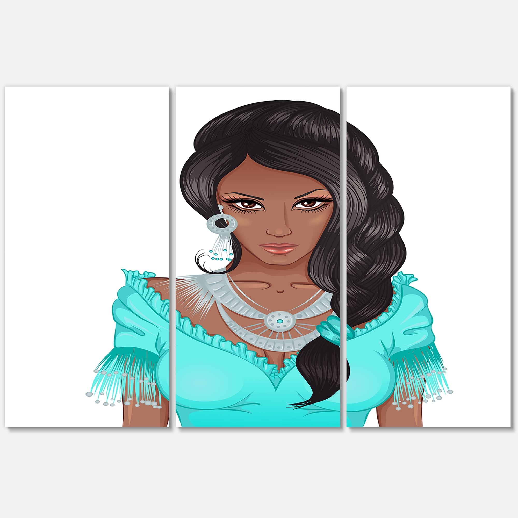 Designart ' Portrait Of Afro American Woman XVI ' Modern Canvas Wall Art Print