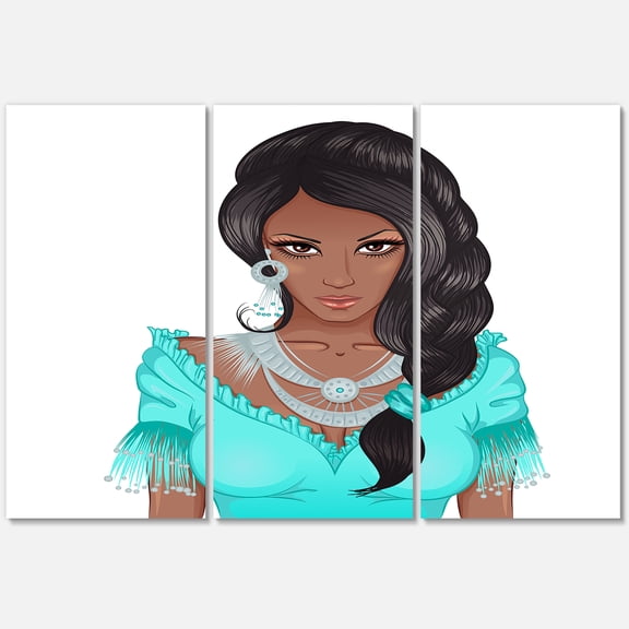 Designart ' Portrait Of Afro American Woman XVI ' Modern Canvas Wall Art Print