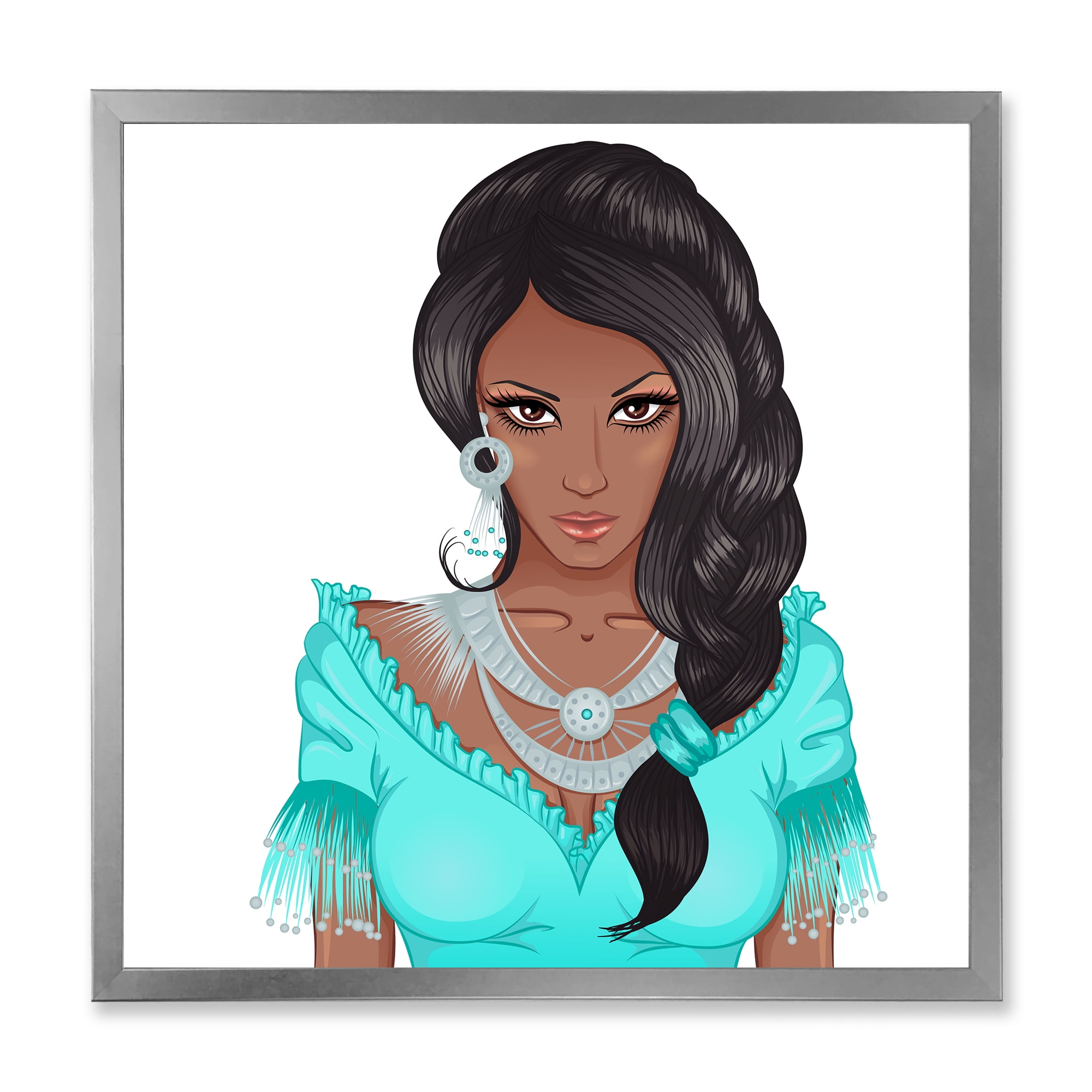 Designart 'Portrait Of Afro American Woman XVI' Modern Framed Art Print
