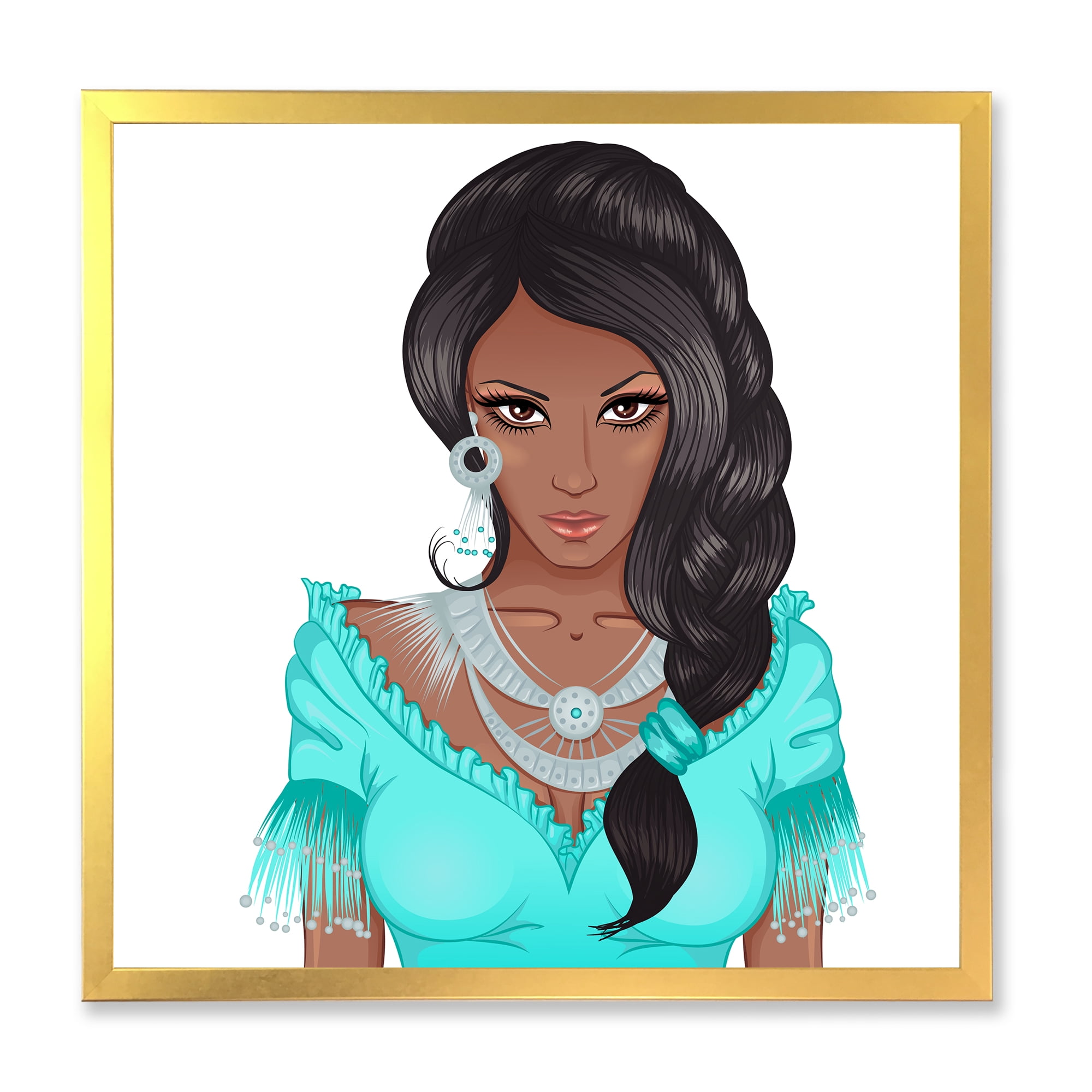 Designart 'Portrait Of Afro American Woman XVI' Modern Framed Art Print