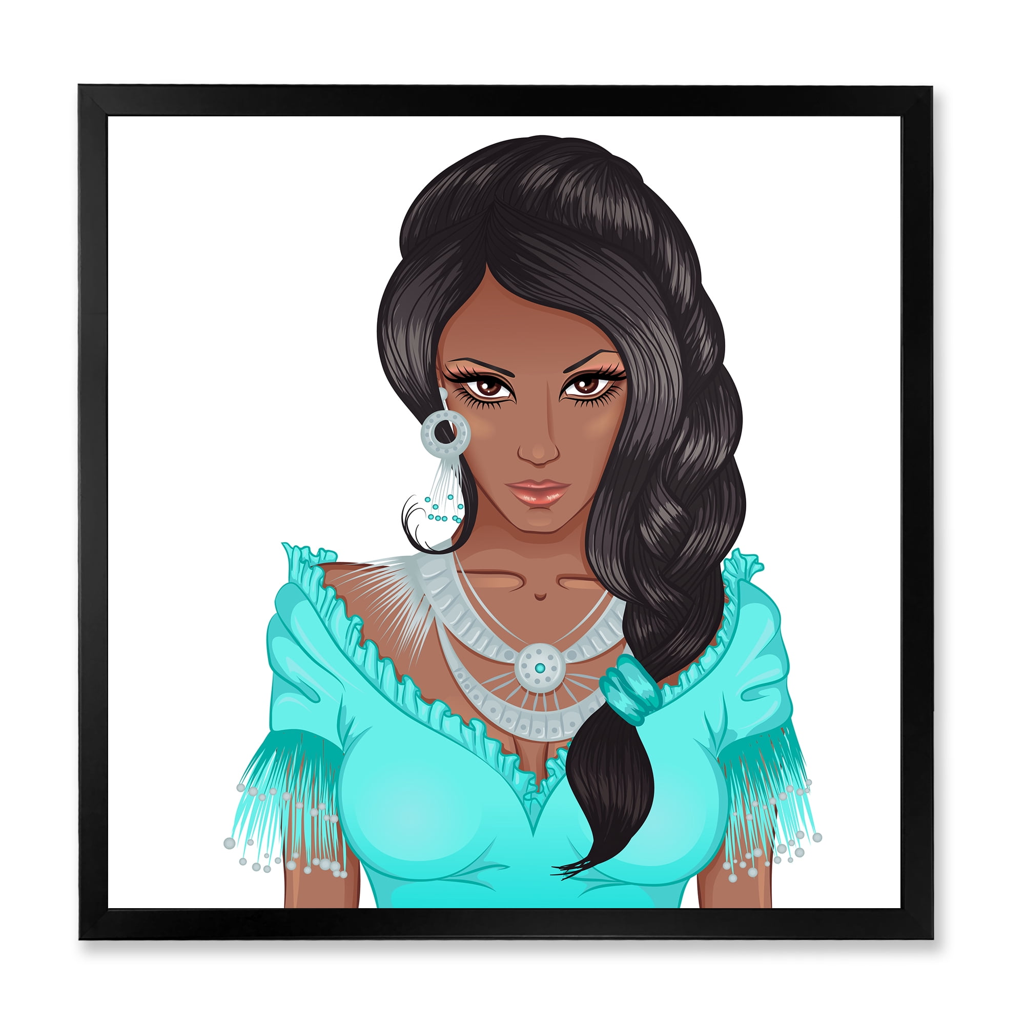 Designart 'Portrait Of Afro American Woman XVI' Modern Framed Art Print