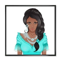 Designart 'Portrait Of Afro American Woman XVI' Modern Framed Canvas Wall Art Print