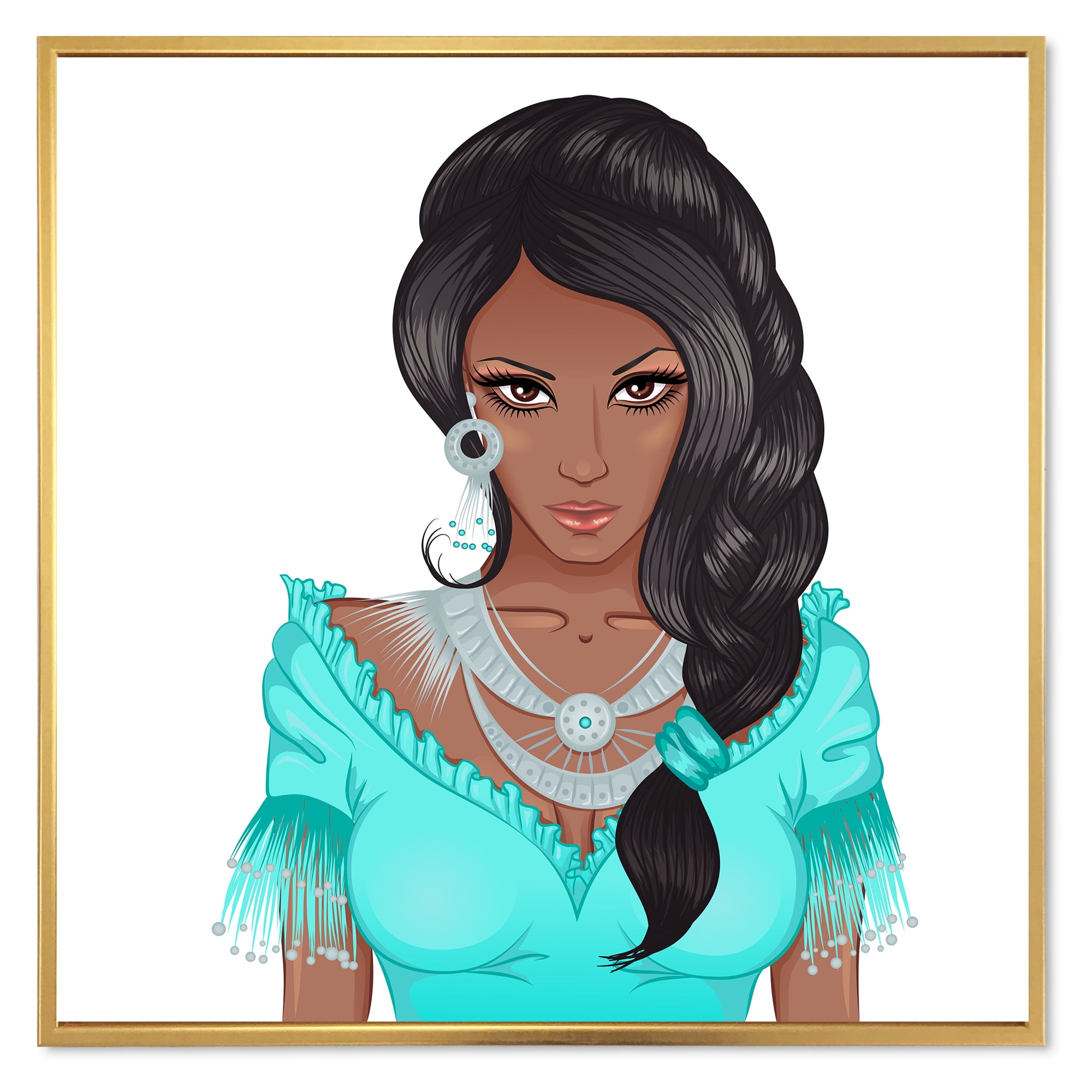 Designart 'Portrait Of Afro American Woman XVI' Modern Framed Canvas Wall Art Print