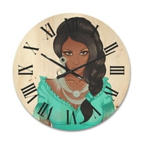 Designart 'Portrait Of Afro American Woman XVI' Modern Wood Wall Clock