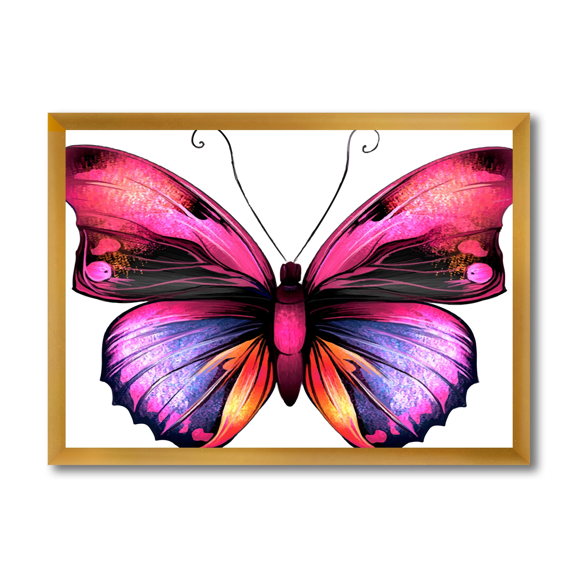 Designart 'Portrait Of Bright Pink Butterfly' Modern Framed Art Print