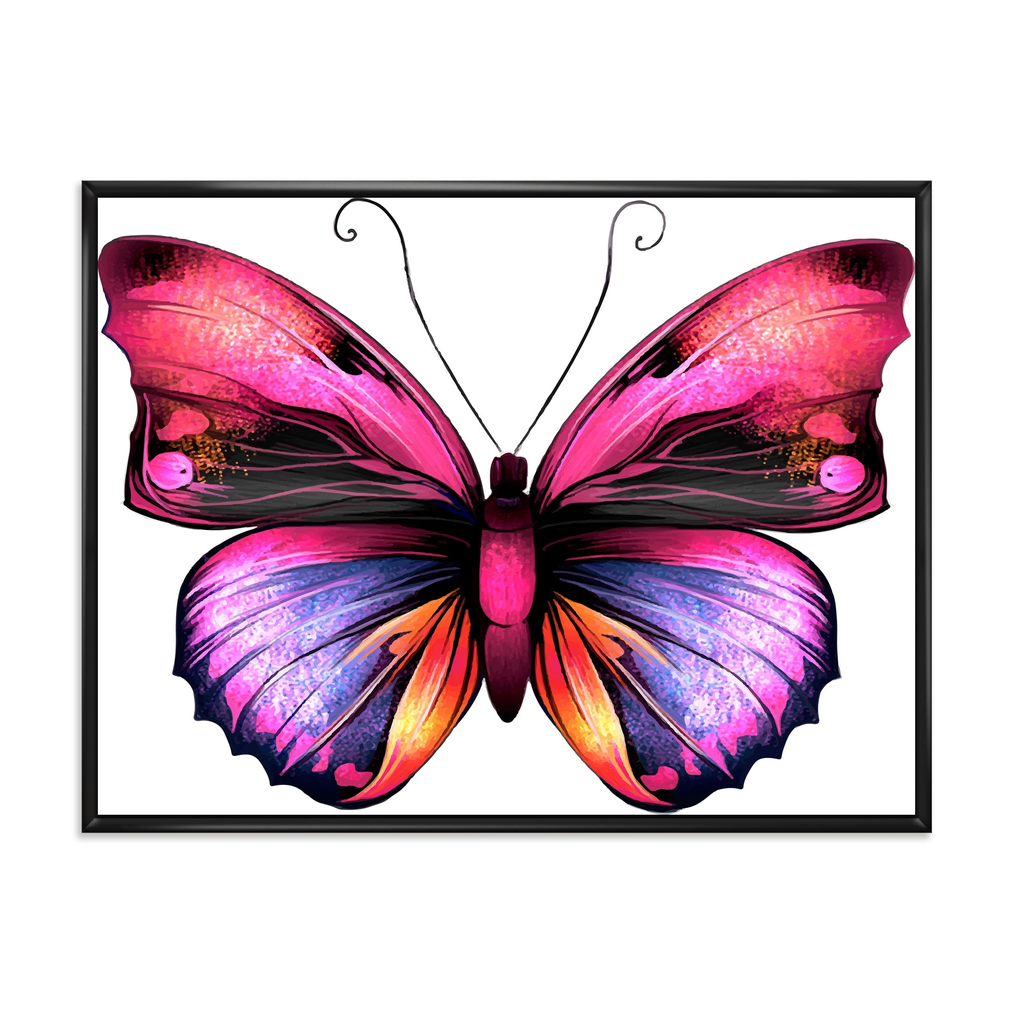Designart 'Portrait Of Bright Pink Butterfly' Modern Framed Canvas Wall Art Print
