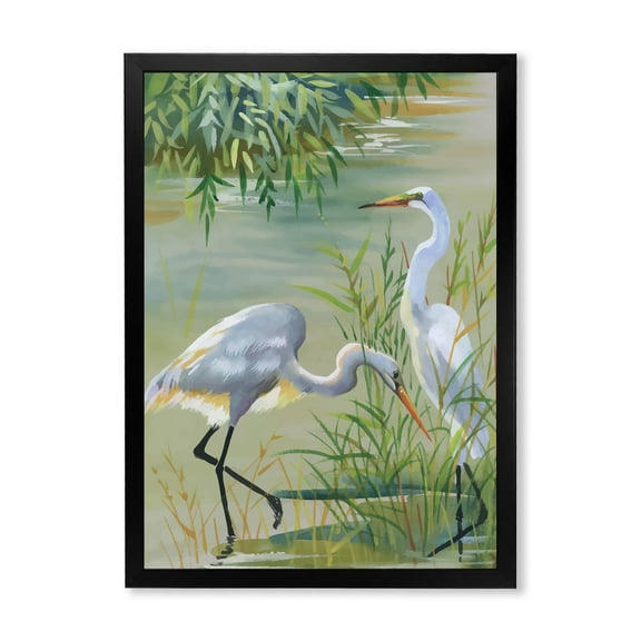 Designart 'Portrait Of Heron Birds I' Traditional Framed Art Print