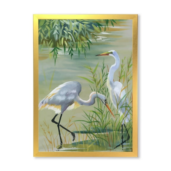 Designart 'Portrait Of Heron Birds I' Traditional Framed Art Print