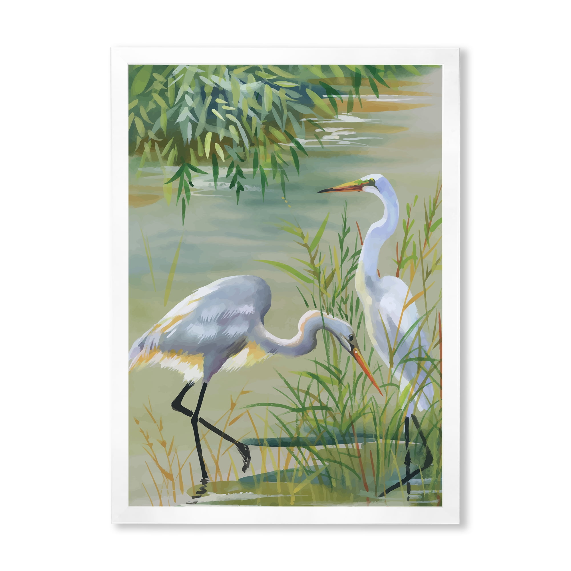 Designart 'Portrait Of Heron Birds I' Traditional Framed Art Print
